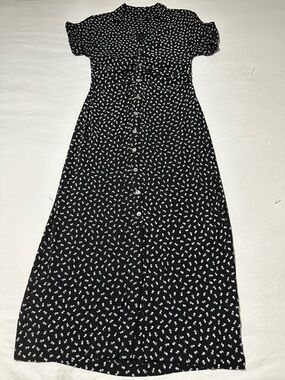 Madewell Black and White Floral Button-Front Maxi Dress